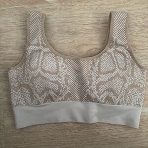Women's Beige and White Patterned Bralette